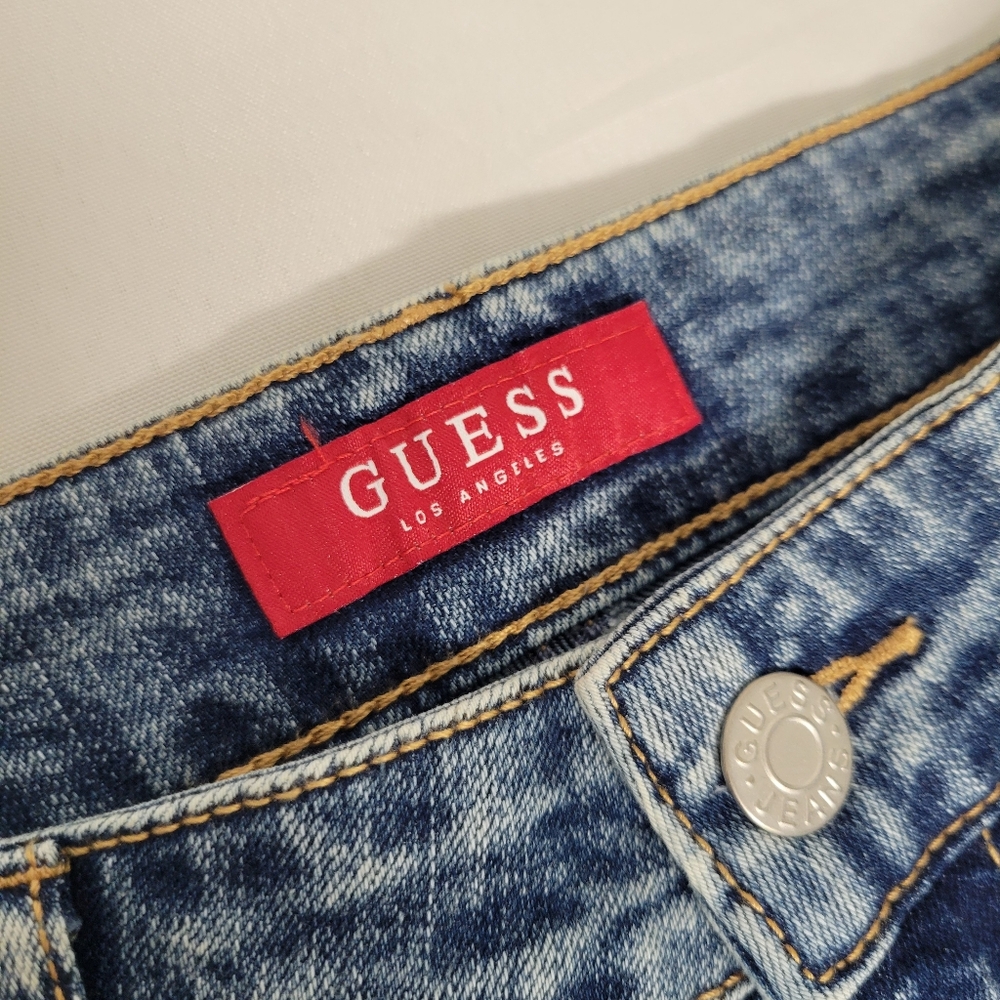 Guess Women's Denim Skinny Jeans with Rhinestones Stripes - Picture 6 of 12